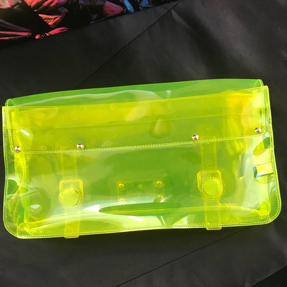 KATE SPADE See-through Neon Yellow Clutch! RARE!👽 - Picture 6 of 7